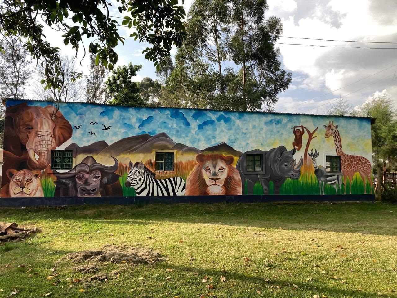 Murals around school and Library